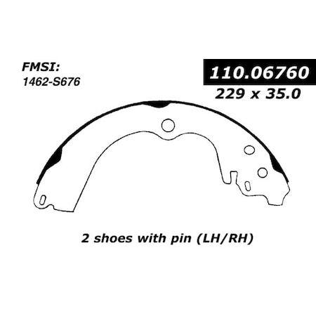 Centric Parts Centric Brake Shoes, 111.06760 111.06760